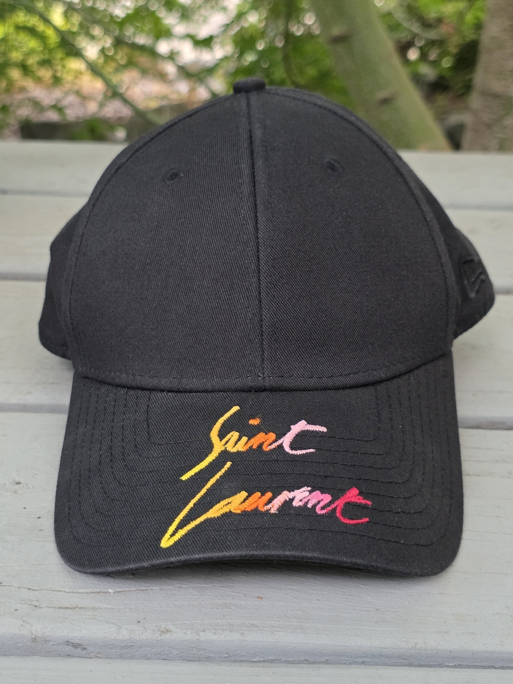 Saint Laurent Rive Droite New Era Baseball Cap with Multicolor Embroidery